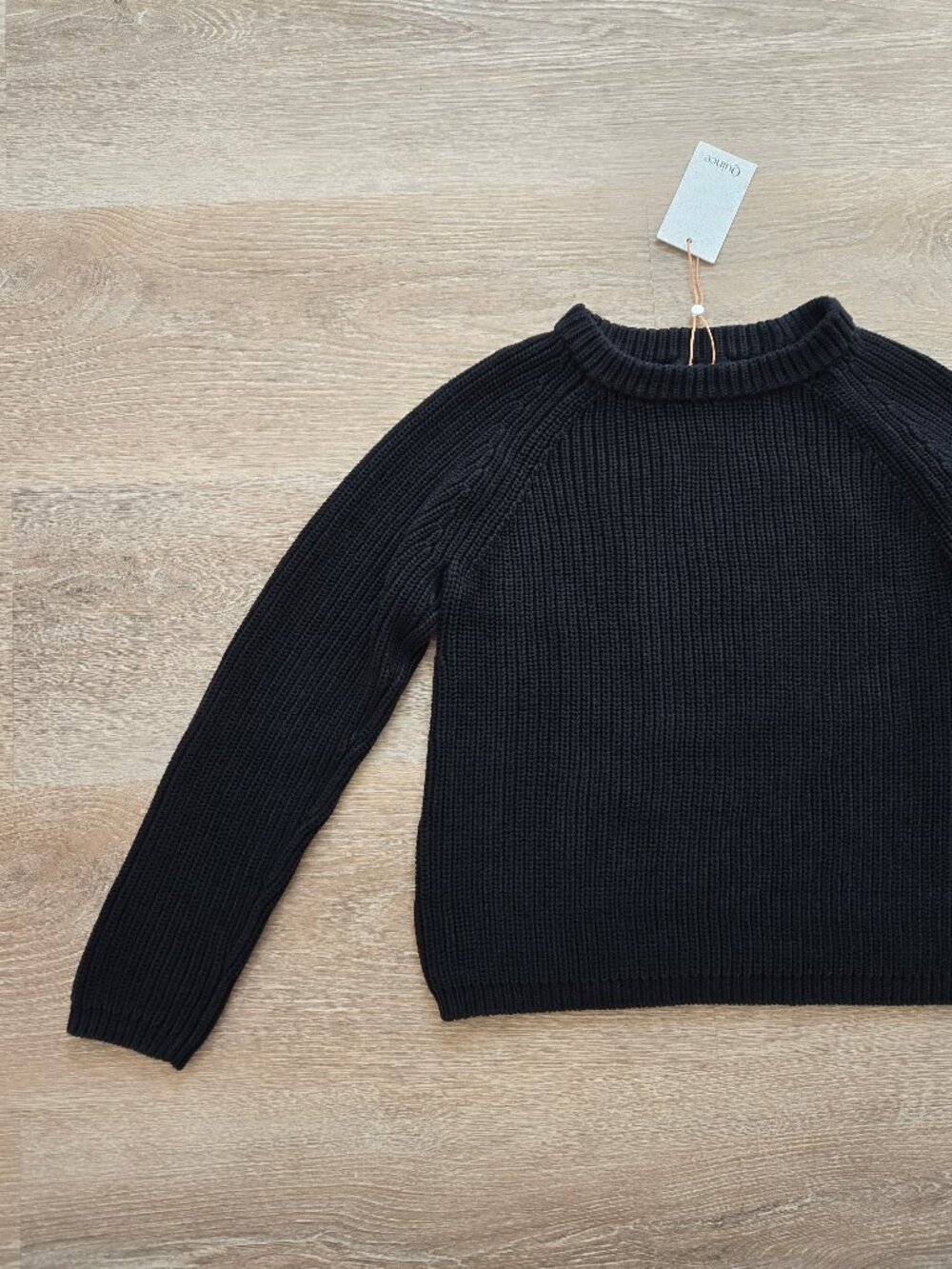 Quince Organic Cotton Fisherman Crew Sweater Black Small New With Tags Classic - Picture 10 of 16